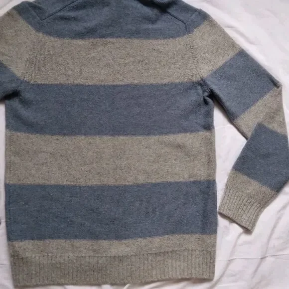 Gap Sweater Striped Lambswool Cowl Neck Gray Blue Preppy Mens Size XL Tall - Picture 11 of 11